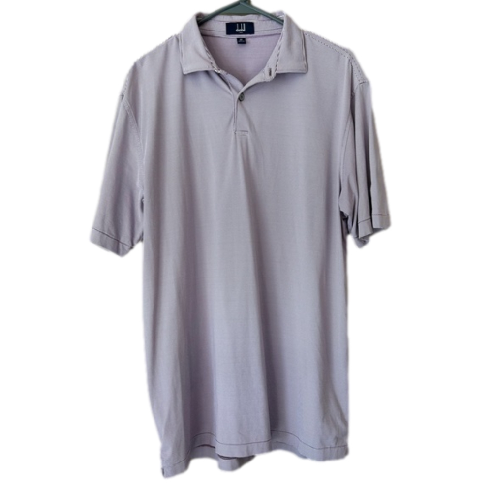 Dunhill Links Men’s Golf Polo Short Sleeved Plum and White Stripes size Medium